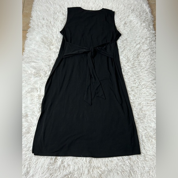 Eileen fisher stretch jersey crewnek sleeveless midi dress side slit size Large. - Picture 4 of 16